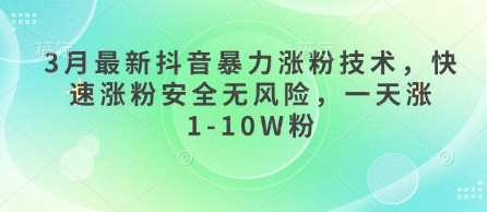 3月最新抖音暴力涨粉技术，快速涨粉安全无风险，一天涨1-10W粉-轻创终点站